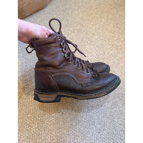 Tony Lama Harlingen work boot brown leather Mens 8.5 Womens 10 - Picture 3 of 8